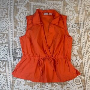 Fiorlini International Orange Cotton Sleeveless Drawstring Babydoll Y2K Top M